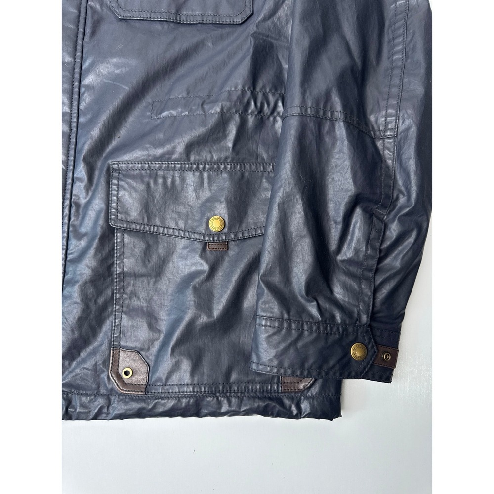 Coach Mens Wyatt Jacket Field Cargo Navy Blue Coated Cotton Quilted Large L - Picture 4 of 16